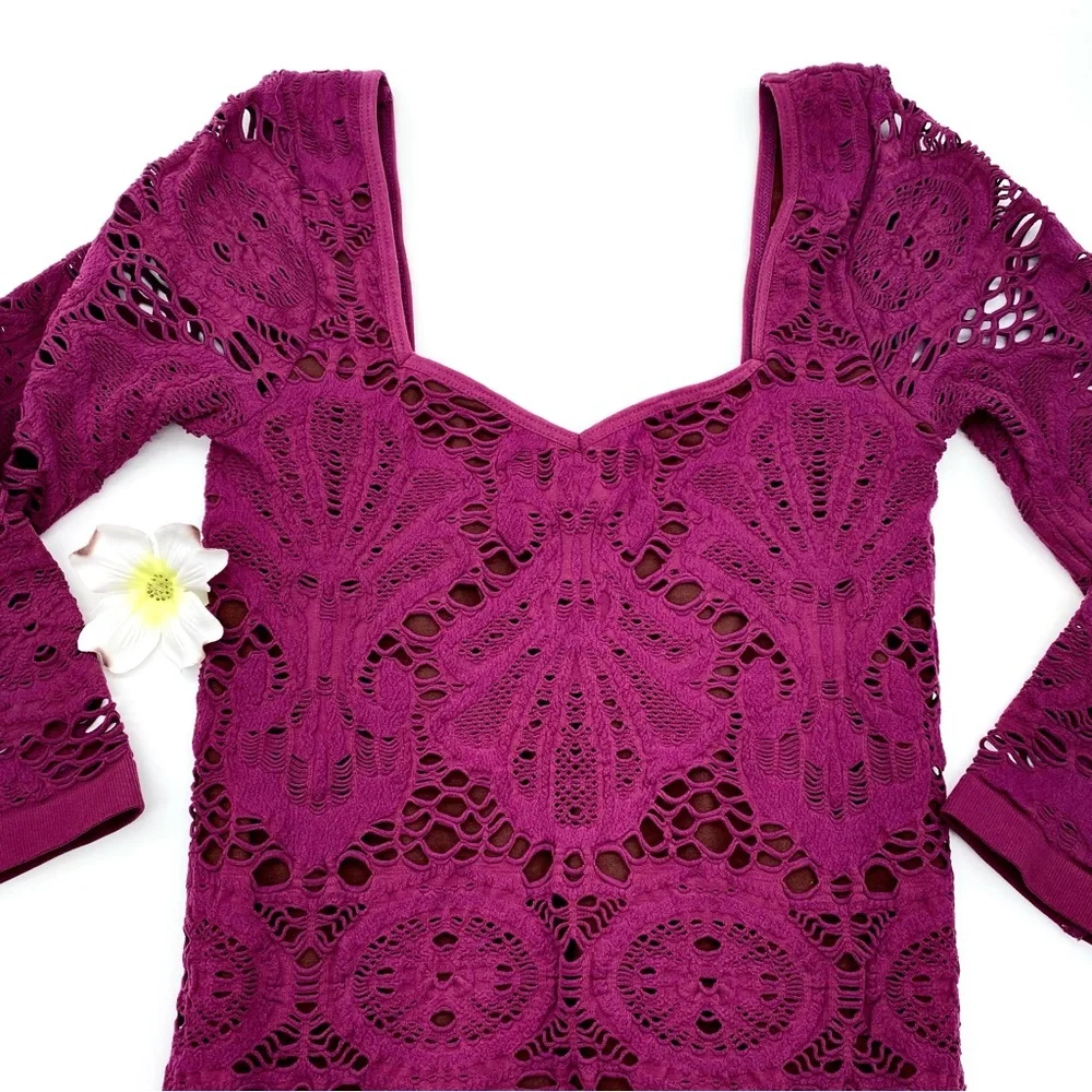 EUC Free People Medallion Crochet Lace Seamless Bodycon Dress, XS/S - Picture 8 of 13